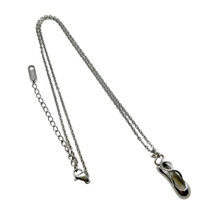 necklace steel silver chain with pouent